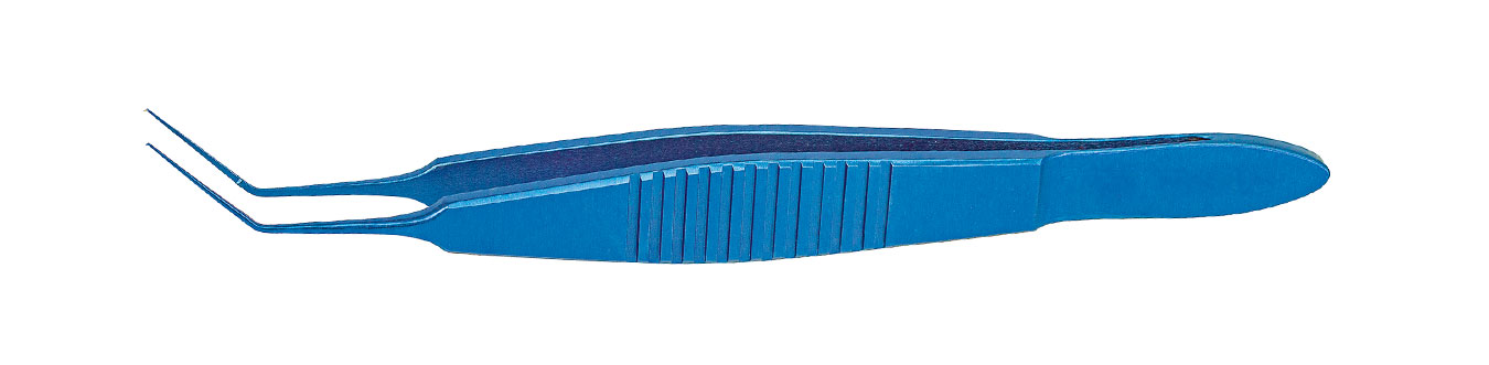 TMF114 ПИНЦЕТ ДЛЯ КАПСУЛОРЕКСИСА ТИПА УТРАТА  ИЗОГНУТЫЙ ПОД УГЛОМ, ТИТАНОВЫЙ