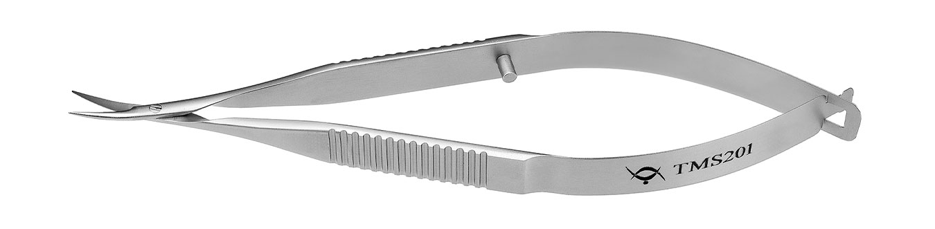 TMS201 НОЖНИЦЫ РОГОВИЧНЫЕ ПО КАСТРОВЬЕХО, ОФТАЛЬМОЛОГИЧЕСКИЕ, ИЗОГНУТЫЕ, СТАЛЬНЫЕ