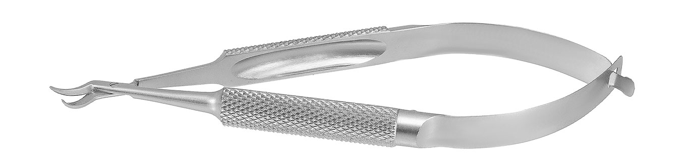 TMS207 НОЖНИЦЫ РОГОВИЧНЫЕ ИЗОГНУТЫЕ  ПО КАЦЕНУ - ЛЕВЫЕ, СТАЛЬНЫЕ