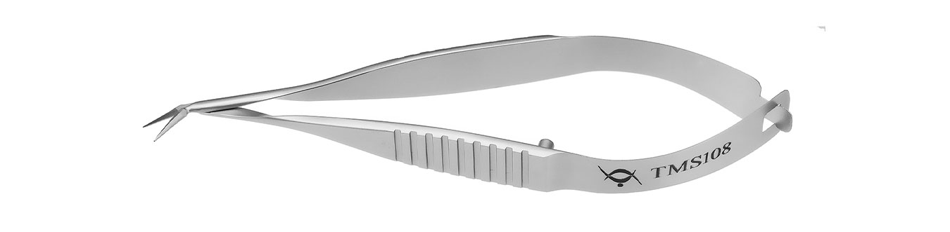 TMS108 НОЖНИЦЫ ПО ВАННАСУ, ОФТАЛЬМОЛОГИЧЕСКИЕ, ИЗОГНУТЫЕ ПО РЕБРУ, СТАЛЬНЫЕ