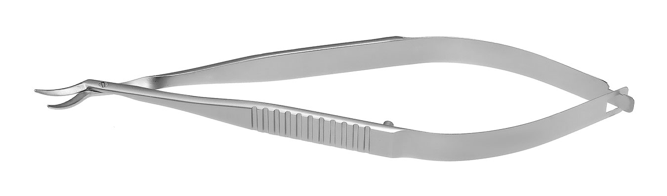 TMS203 НОЖНИЦЫ ДЛЯ РОГОВИЦЫ ПО ТРОУТМАНУ-КАСТРОВЬЕХО, ОФТАЛЬМОЛОГИЧЕСКИЕ, ИЗОГНУТЫЕ, ЛЕВЫЕ, СТАЛЬНЫЕ