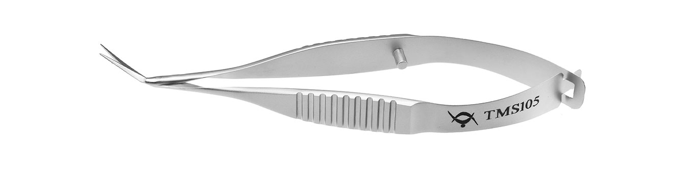 TMS105 НОЖНИЦЫ ПО ВАННАСУ, ОФТАЛЬМОЛОГИЧЕСКИЕ, ИЗОГНУТЫЕ ПО ПЛОСКОСТИ, СТАЛЬНЫЕ