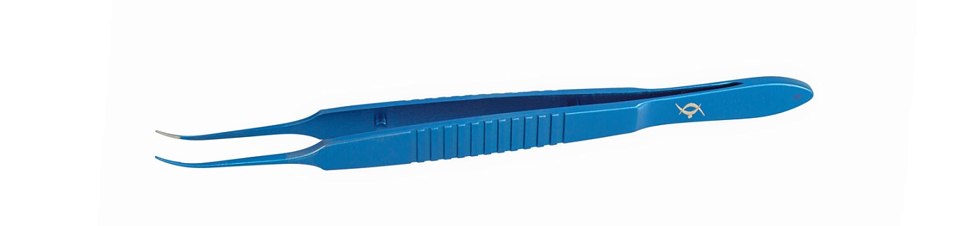 TMF526 ПИНЦЕТ ДЛЯ ЗАВЯЗЫВАНИЯ НИТЕЙ ПО МАКФЕРСОНУ  ИЗОГНУТЫЙ, ТИТАНОВЫЙ, ПЛАТФОРМА 6 ММ