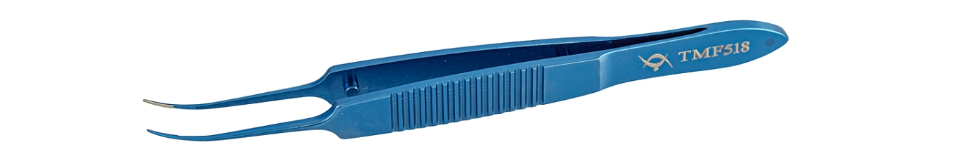 TMF518 ПИНЦЕТ ДЛЯ ЗАВЯЗЫВАНИЯ НИТЕЙ ПО МАКФЕРСОНУ  ИЗОГНУТЫЙ, ТИТАНОВЫЙ, ПЛАТФОРМА 4 ММ